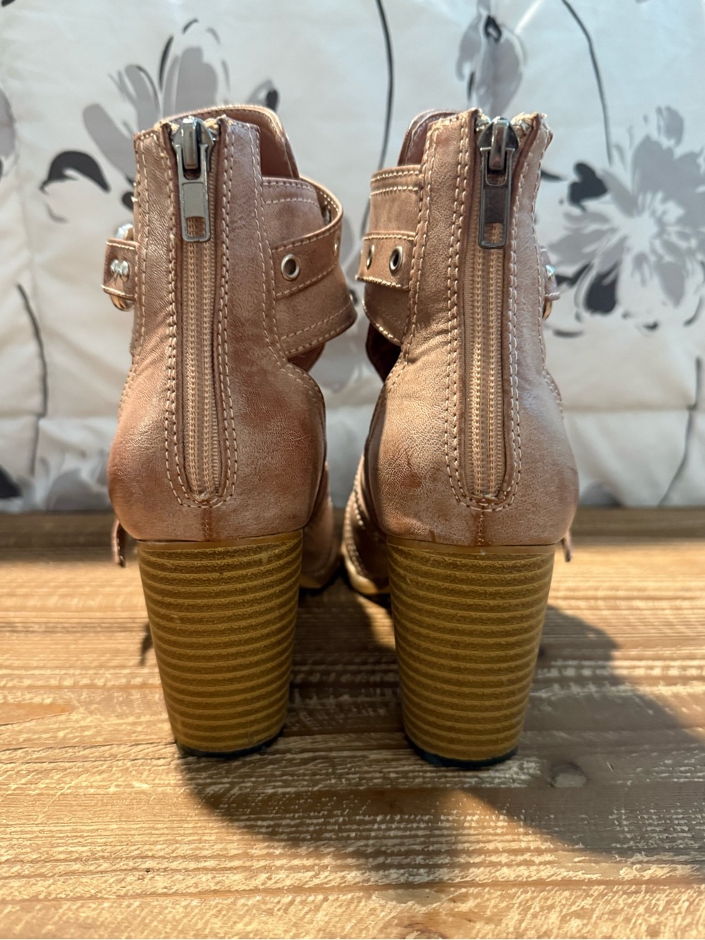 Tan Buckle Strap Boots - Picture 3 of 4